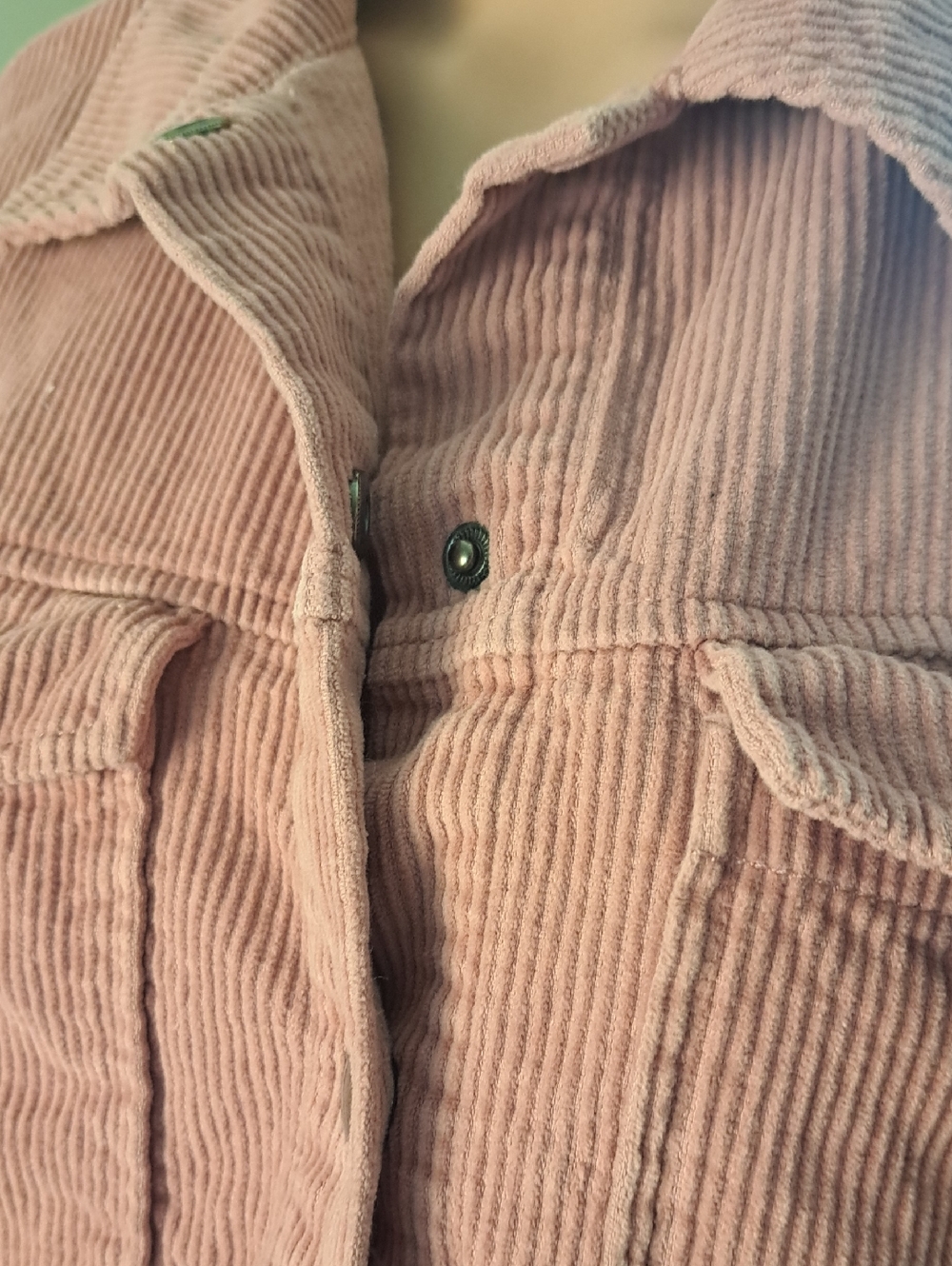 Women's Corduroy Snap Jacket - Dusty Rose S Ptp 21" - Picture 3 of 7